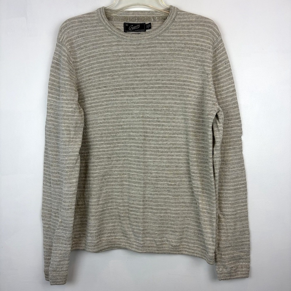Grayers Clothiers Sweater Mens Medium Beige 100% Cotton Beige Stripe Capsule